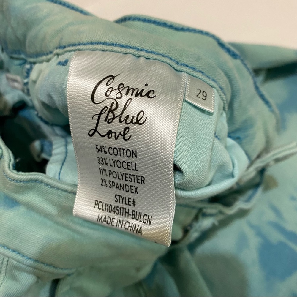 Cosmic Blue Love Green Tie-Dye Wide-Leg Pants - Picture 4 of 9